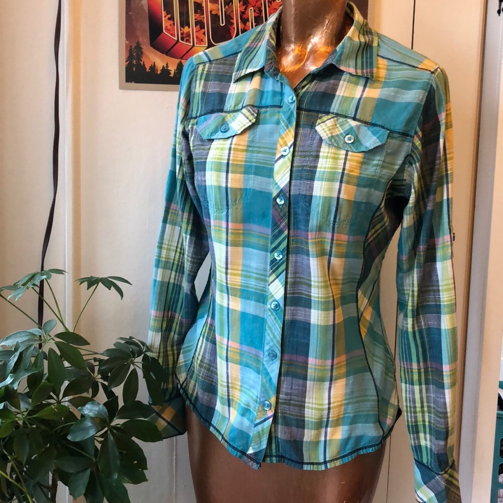 Columbia Button Down Plaid Cotton Shirt